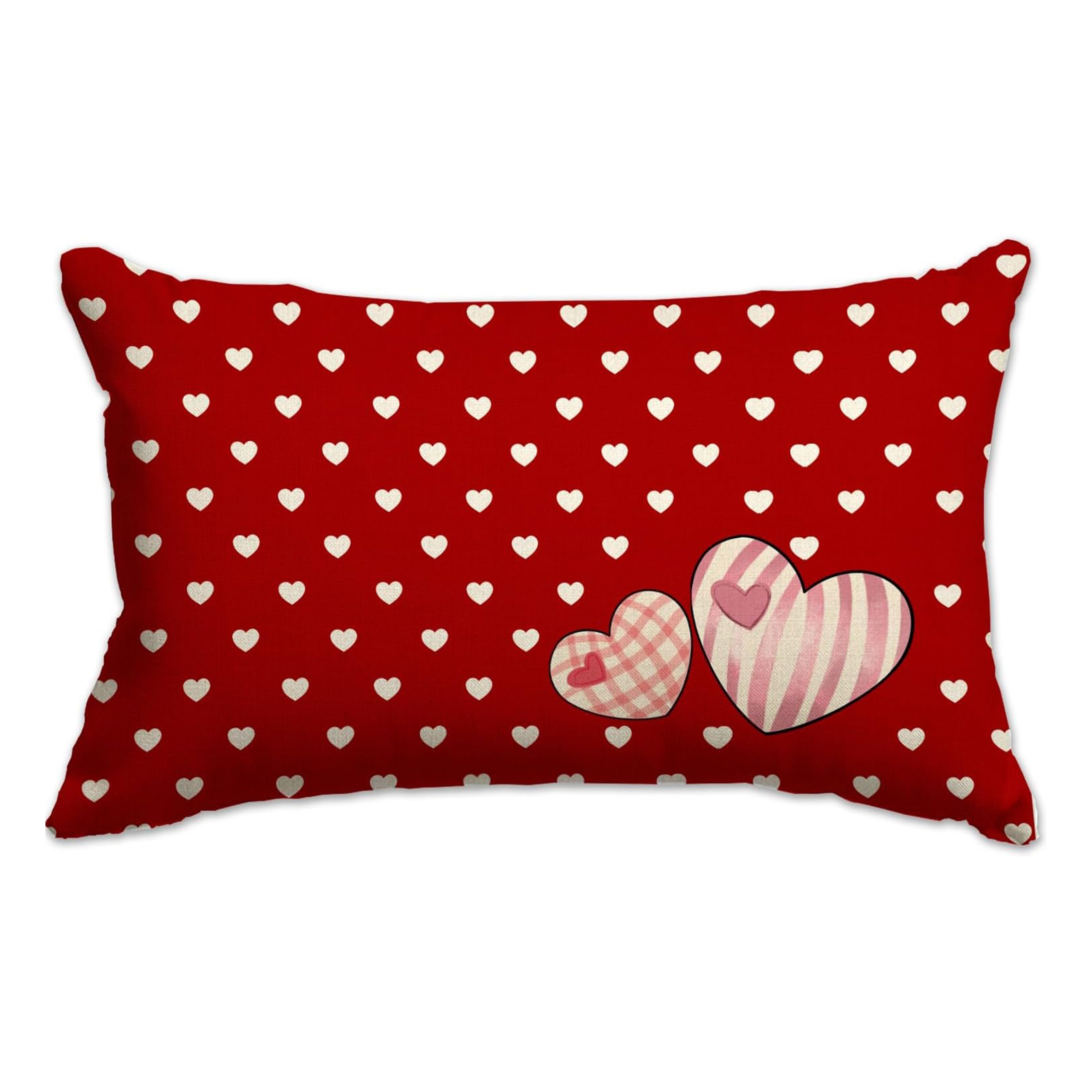 

Valentine's Day Hearts Polyester Throw Pillow Cover 12x20 Inch, Contemporary Lumbar Sofa With Zipper, Machine Washable Decorative Pillow Sham For Home Decor - , Single-sided Design (1pc, No Insert)