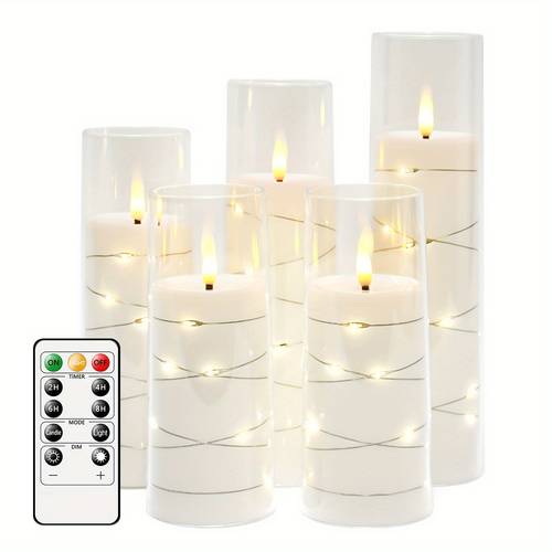 flameless candle battery operated 5 acrylic flickering led candles with remote control flameless pillar candle with embedded star string home decor halloween christmas wedding decoration home decorationakoy