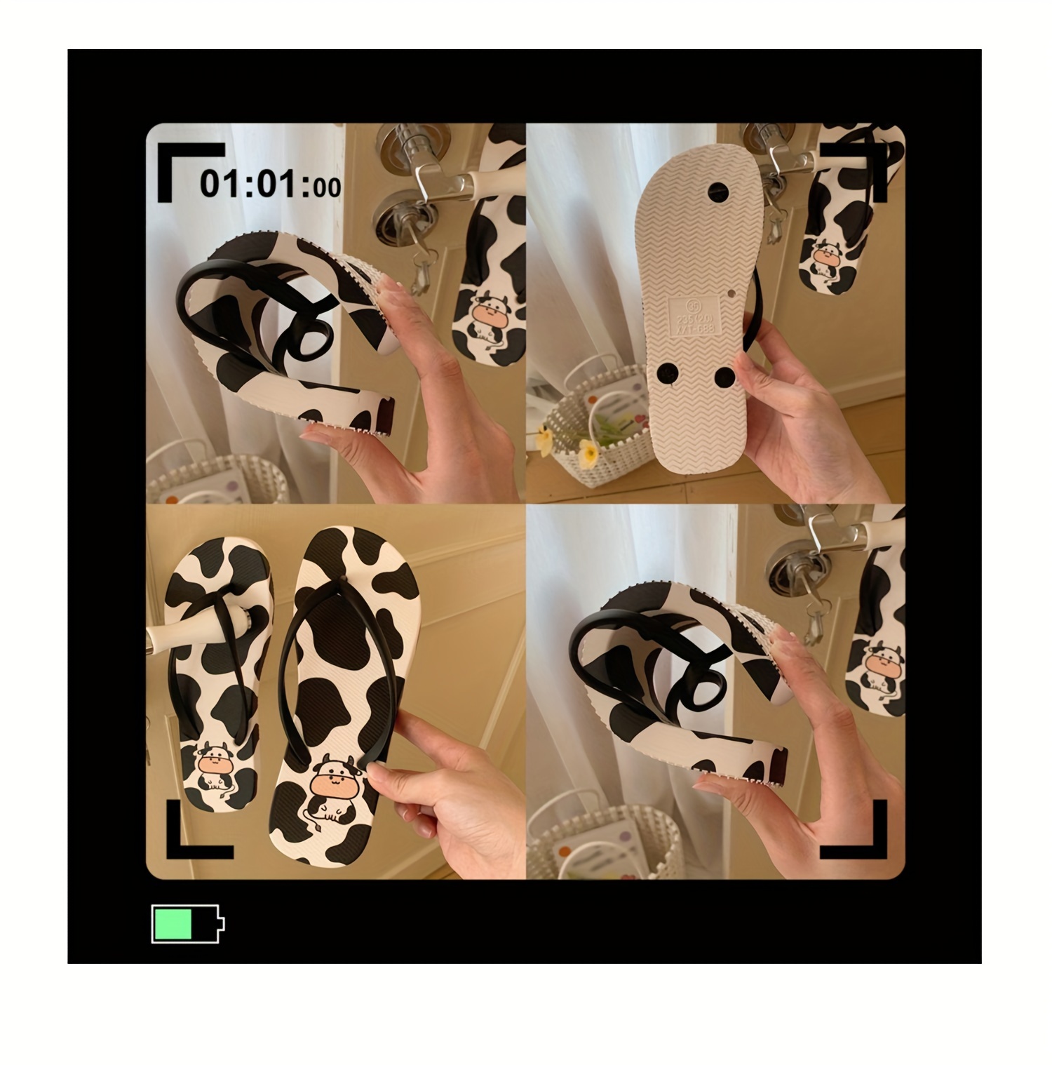 xixitiao unisex summer cow print flip flops cute cartoon cow Temu