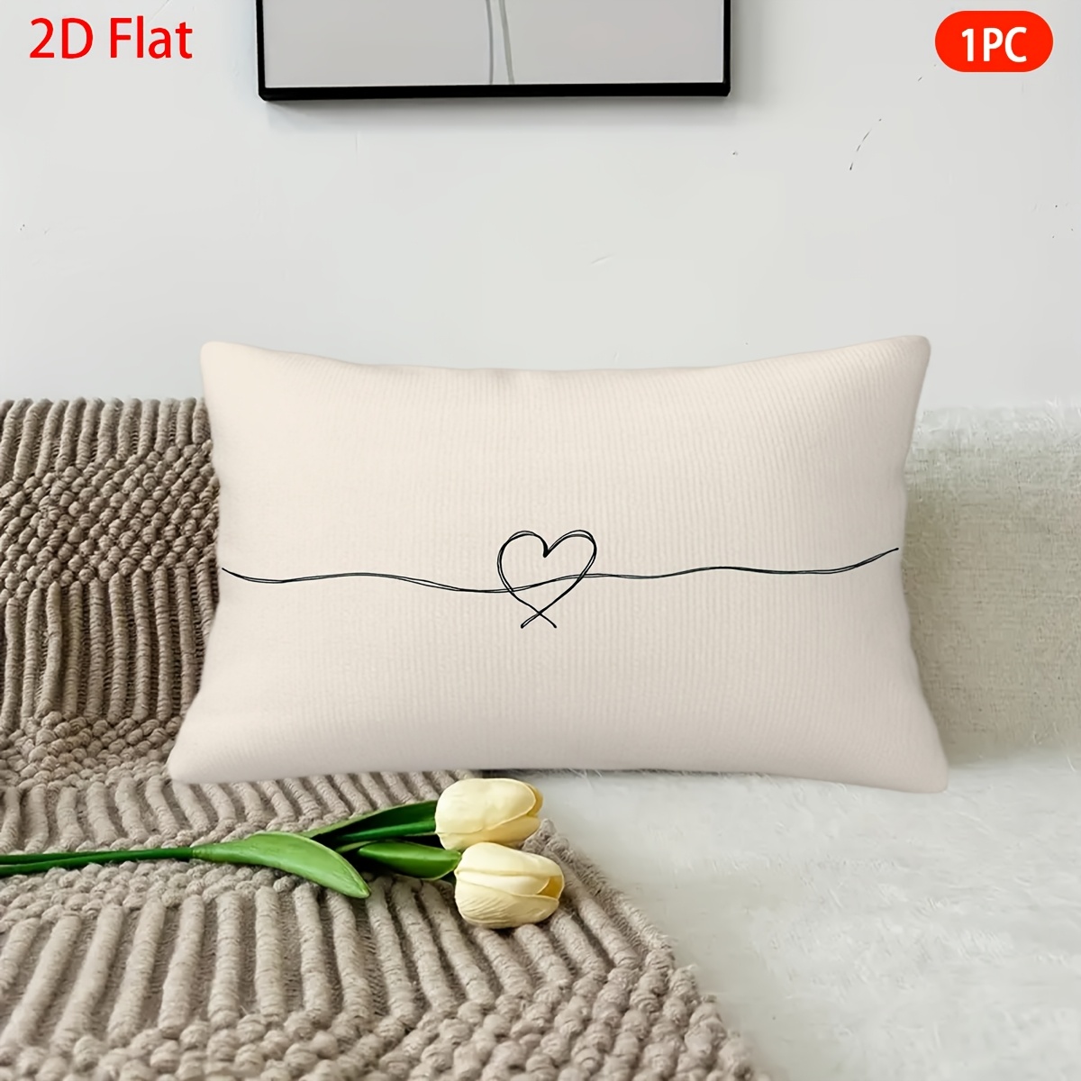 TEMU 1 pieza de Cojín Minimalista Tradicional con Línea de - de Almohada de Felpa Corta Adecuada para Decoración de Sofá, Cama, Silla, Cierre con