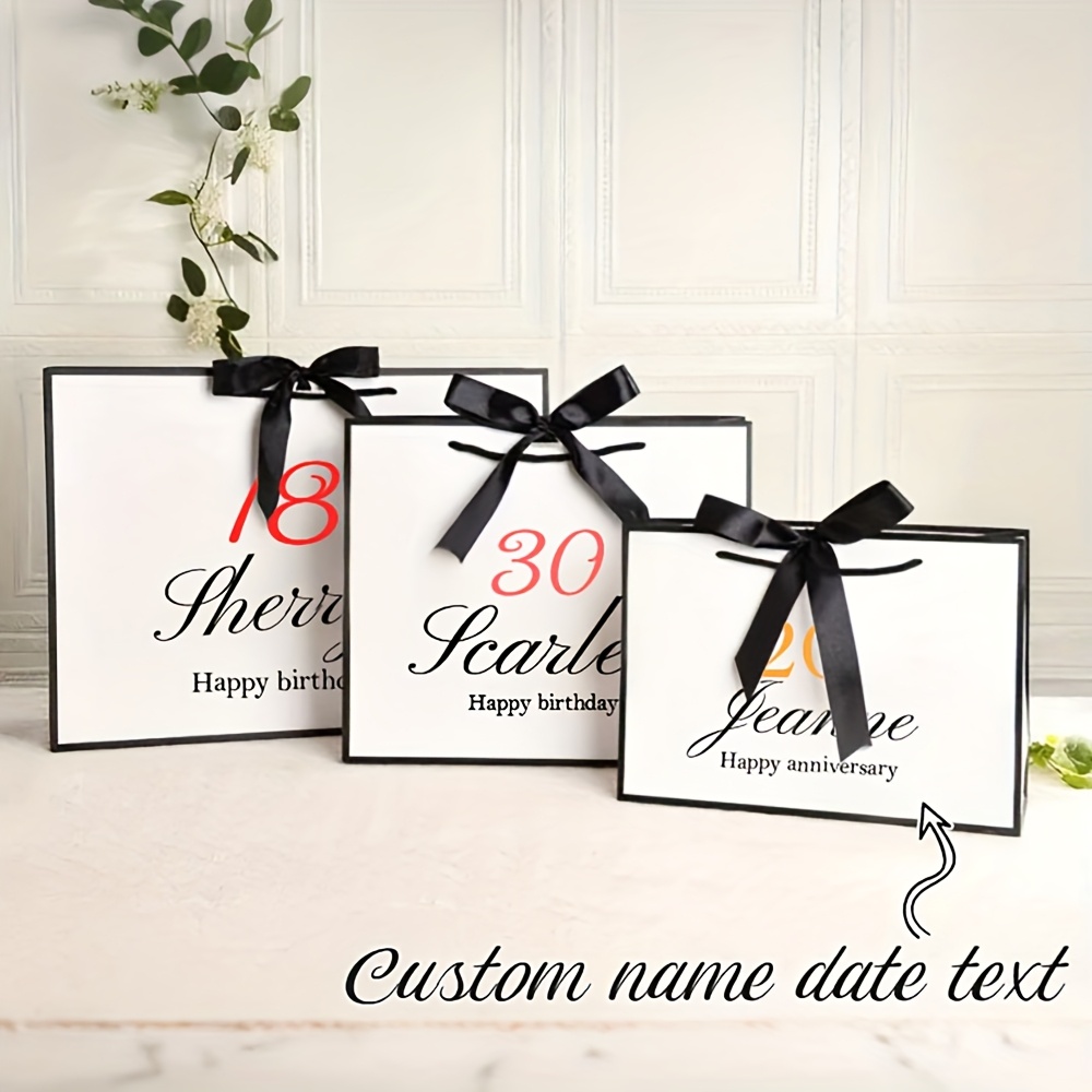 TEMU Gift For Her/him 1pc Personalized Custom Birthday Gift Bag, Anniversary Gift Bag, Wedding Gift Bag, Custom Name Date, Custom Text, Party