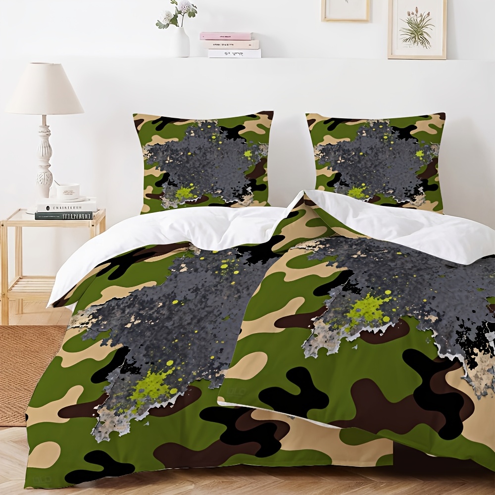 Image of Latacaca Size 4pcs Military Inspired Camouflage Duvet Cover Set For Bed Bedding With 2 Duvet Covers And 2 Pillowcases 80 X 80 Cm For Single And Double Beds