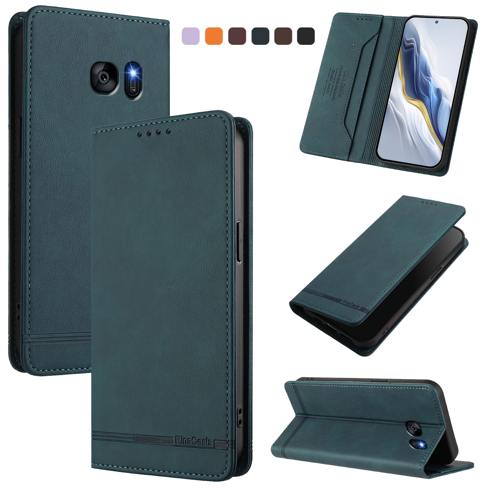 TEMU Phone Case: Flip Wallet Case For Galaxy S7, With Anti-theft Swipe Protection, With Card Holder Kickstand Durable -