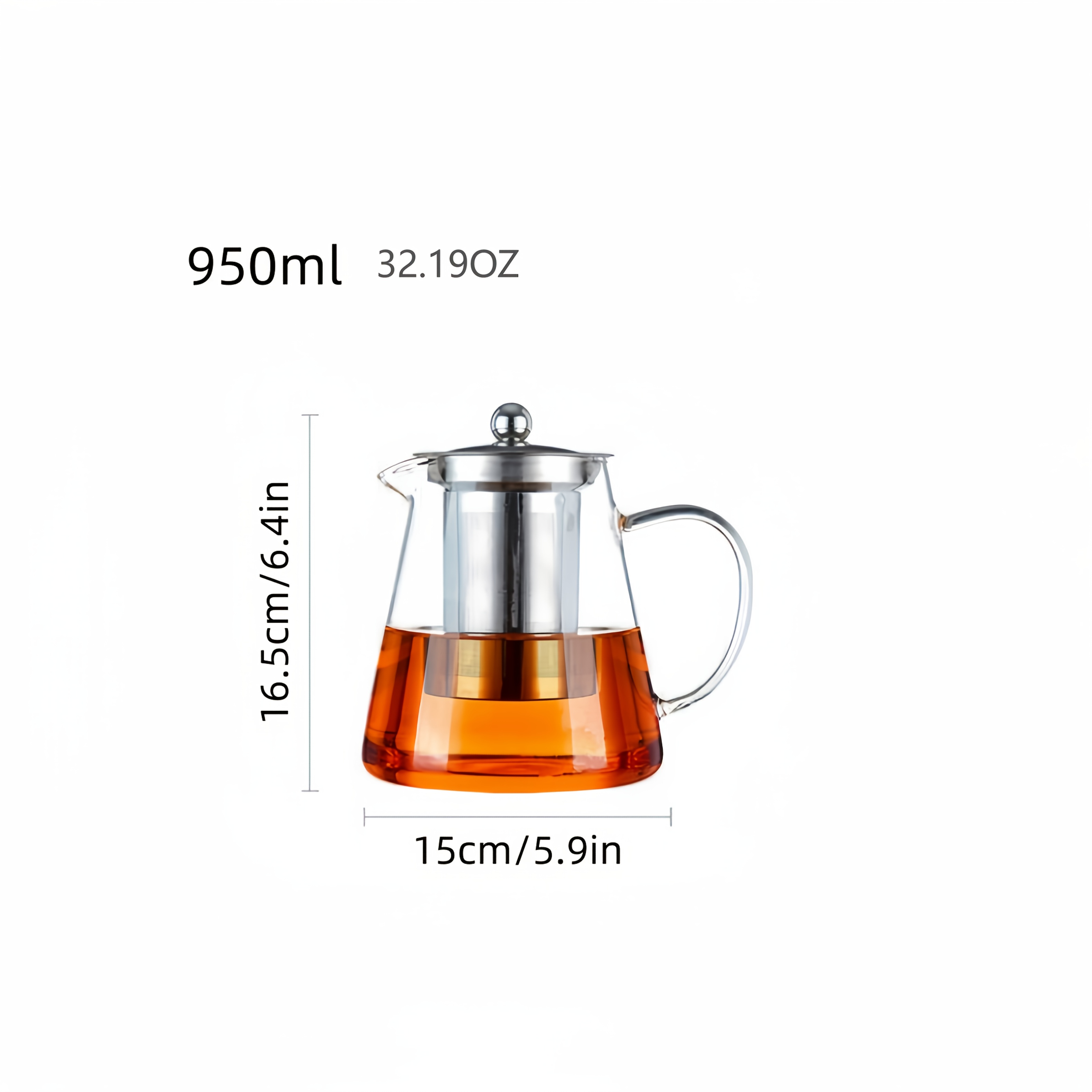 TEMU 1ps High Borosilicate Stainless Steel Tea Infuser Pot With Filter, Detachable Stainless Steel Steeping Infuser, Suitable For Flower Tea, Coffee,