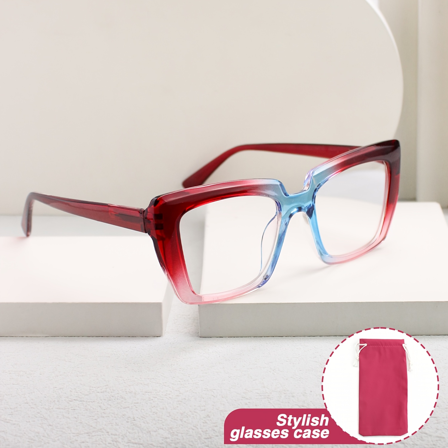 3pcs Fashion Oversized Rectangular Monogram Glasses Set