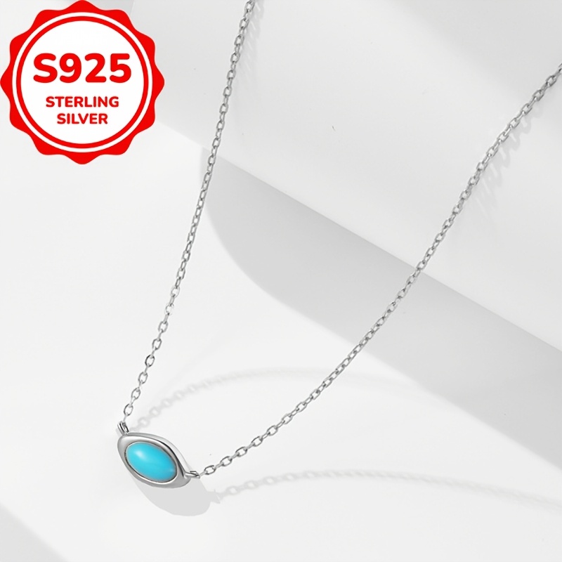 Women's S925 Sterling Silver Minimalist Oval Necklace