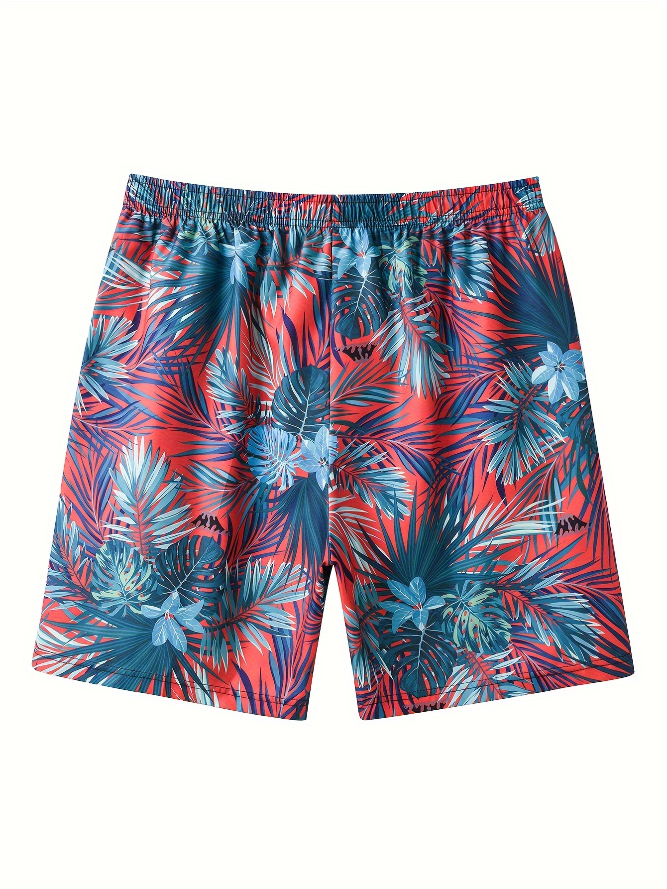 plus size mens tropical trees graphic print board shorts for summer holiday outdoor sports shorts for big tall males red needles 1