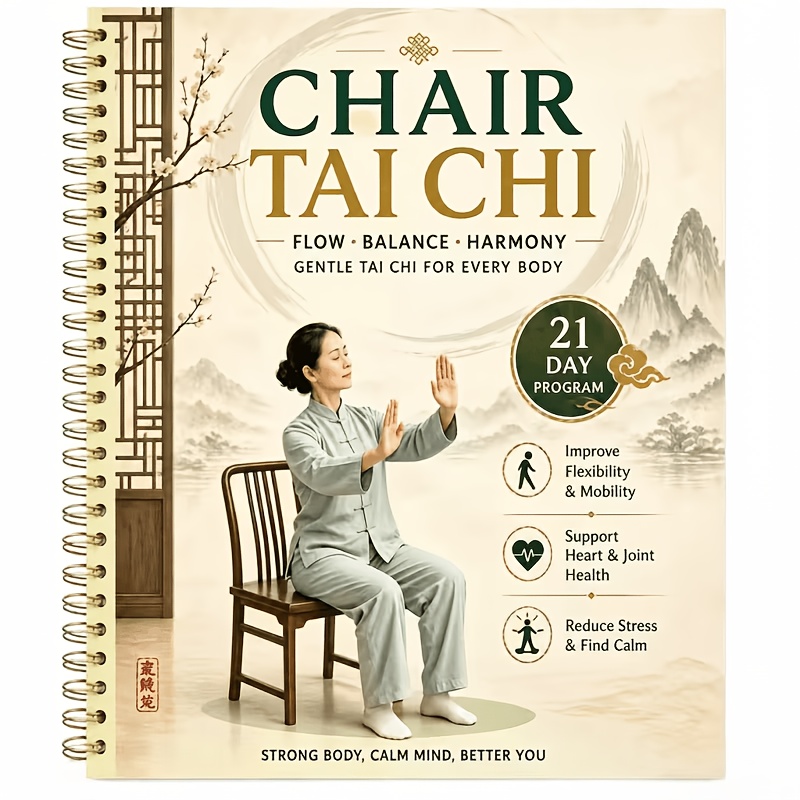 21 day seated tai   guide for all levels and seniors spiral bound book with gentle flowing balance exercises   routines and a beginner friendly tai     specifically   and beginners