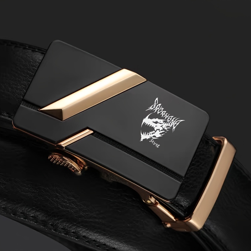 Men's Belt with Dragon Pattern and Automatic Buckle