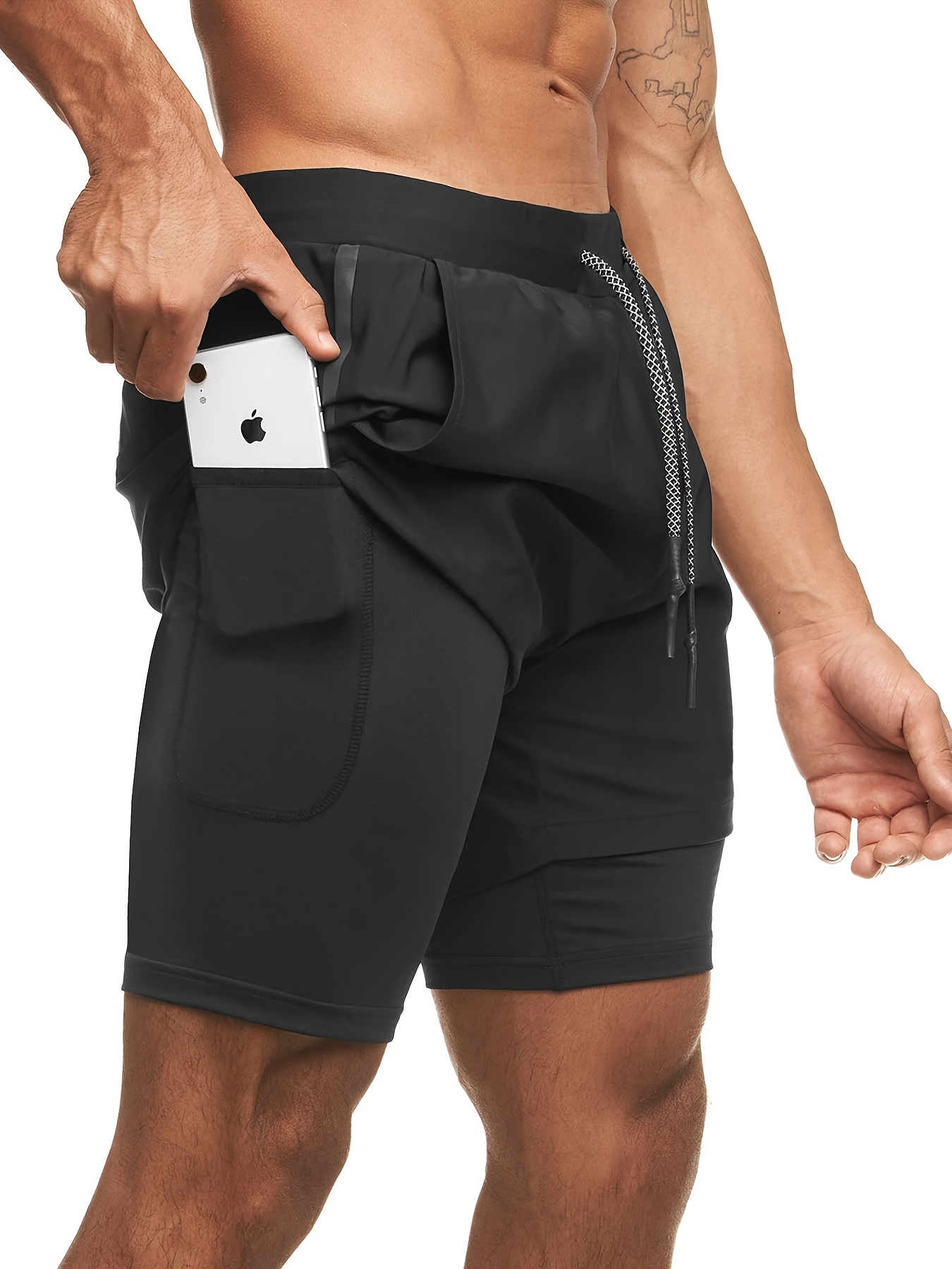 Men'S Quick-Dry Shorts for Sports, Running, And Marathons, Designed for American-Style Fitness And Squats, with an Inner Lining And a Length That Doesn'T Go Past The Knee