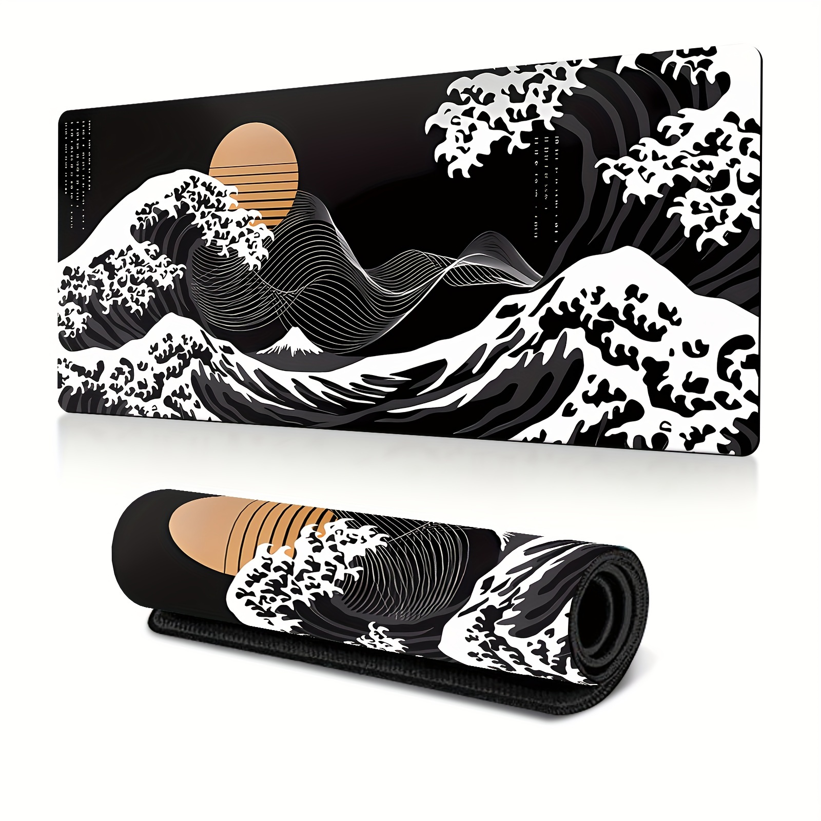 

11.8*31.5in/15.7*35.4in Mousepad | Black Waves Pattern | Extended Large Gaming Mouse Pad