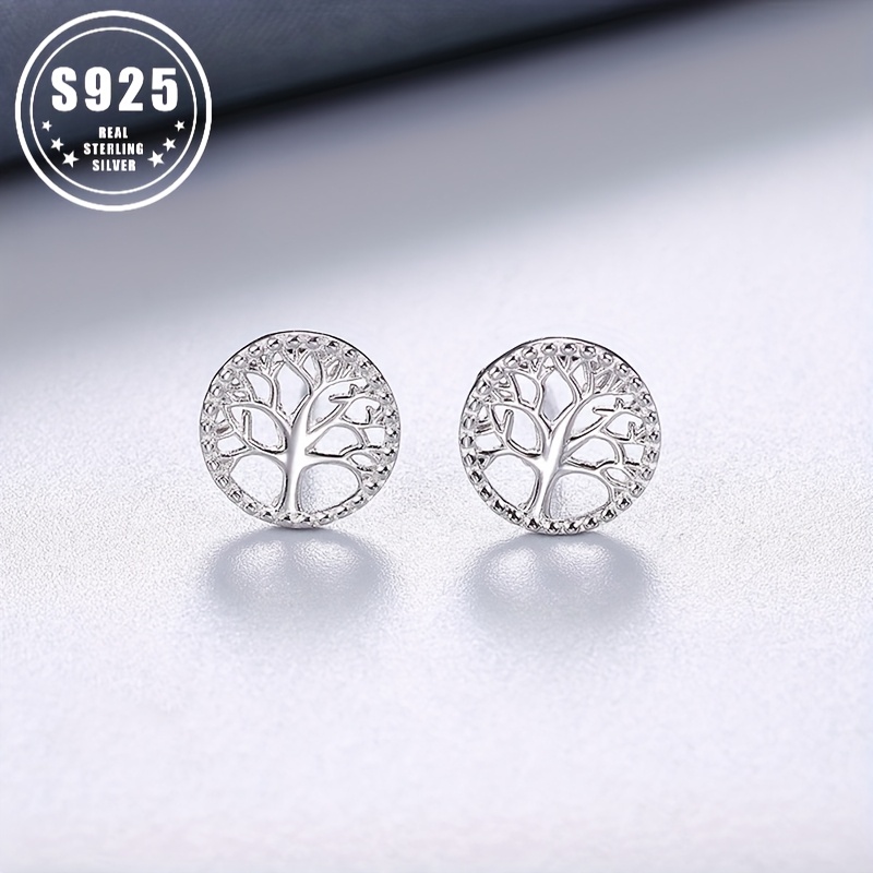 

Elegant 925 Sterling Of Life Stud Earrings - Hypoallergenic, Lightweight & For Casual Attire, , Simple, High Quality, Comfortable, 0.76g/0.03oz,