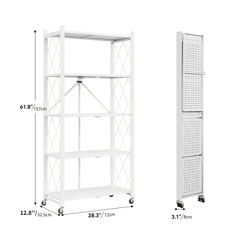 Office Bookshelf Shelving Unit, 3/4/5-Tier Unassembled Storage Rack, Equipped with Wheeled Multi-Layer Storage Shelves, Portable Floor-Standing Versatile Miscellaneous Storage Rack
