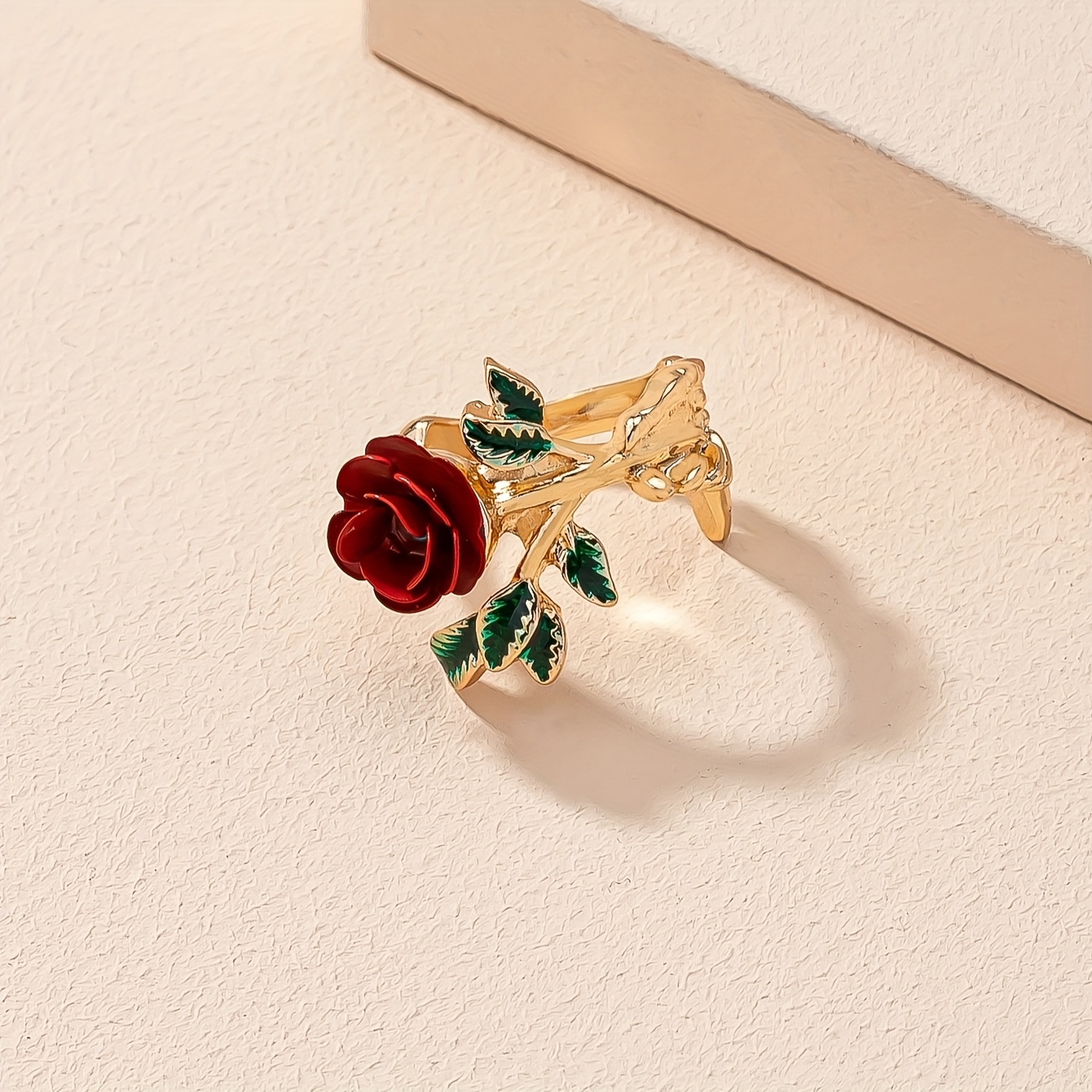 Women's Elegant Rose Flower Ring, Holiday Gift