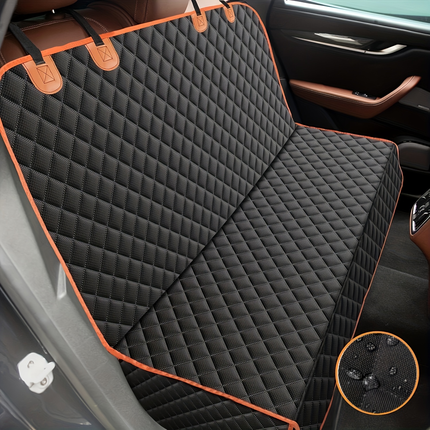 TEMU para Asiento de Perro en el Asiento Trasero, Resistente a Arañazos y Antideslizante, Naranja y Negro, para la Mayoría de los Modelos de