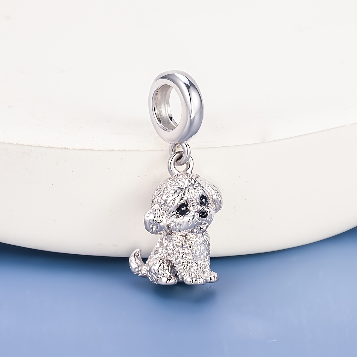 TEMU 1pc Solid Copper Fluffy Curly-hair Puppy Dangle Charm, Nice For Hobby Collection And Holiday Occasions, Unisex, For Bracelet And Necklace