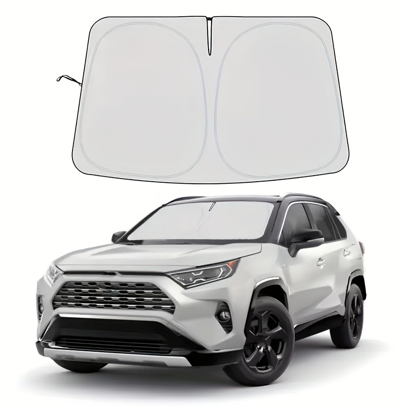 TEMU Car Sunshade - Foldable, Uv Protection Windshield For Front And Rear Windows, With And 1 Sticker, Space-saving Vehicle Models, Vehicle Sunshade