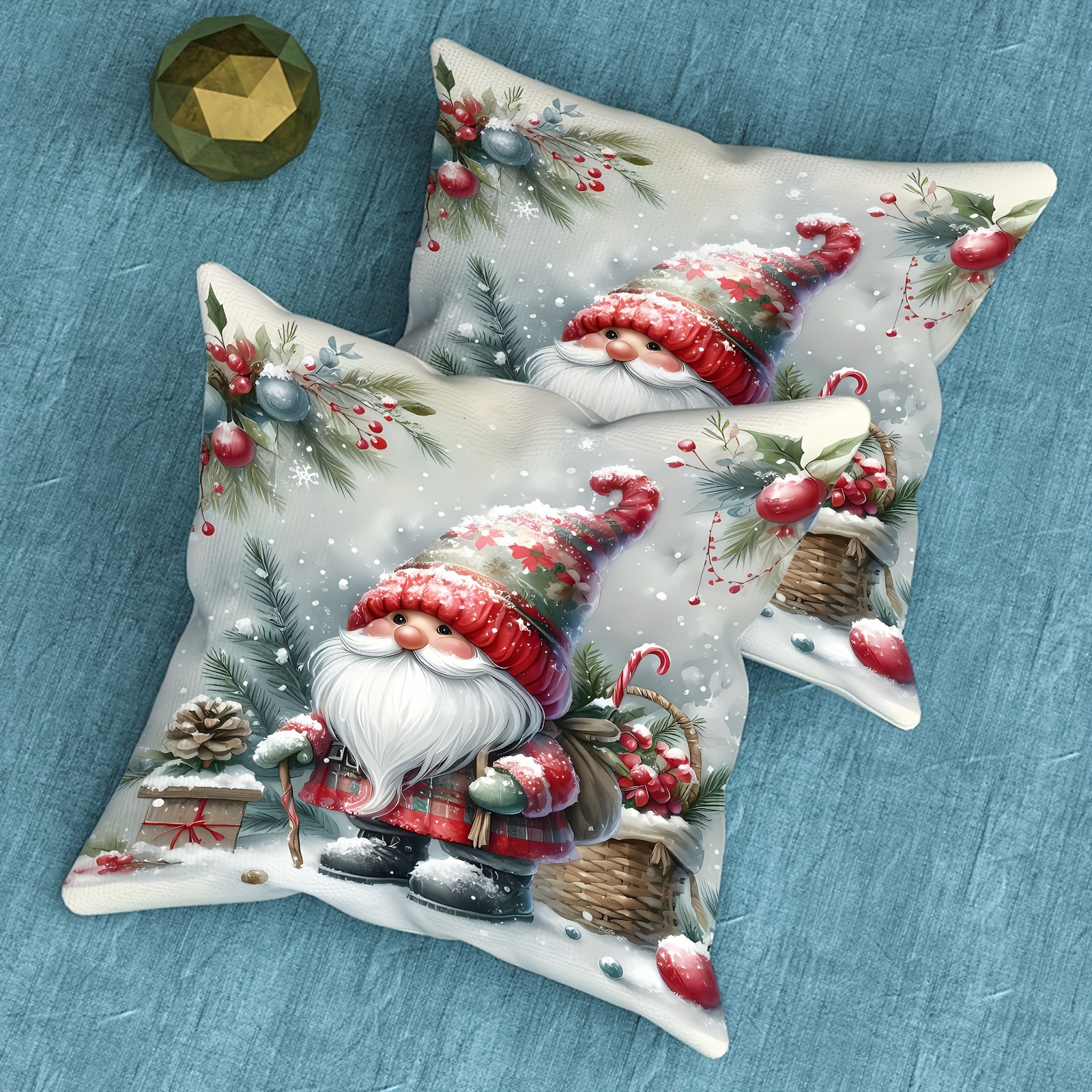 

2pcs Christmas , 18x18 - Zippered, Washable, -sided For Sofa & Bedroom Decor