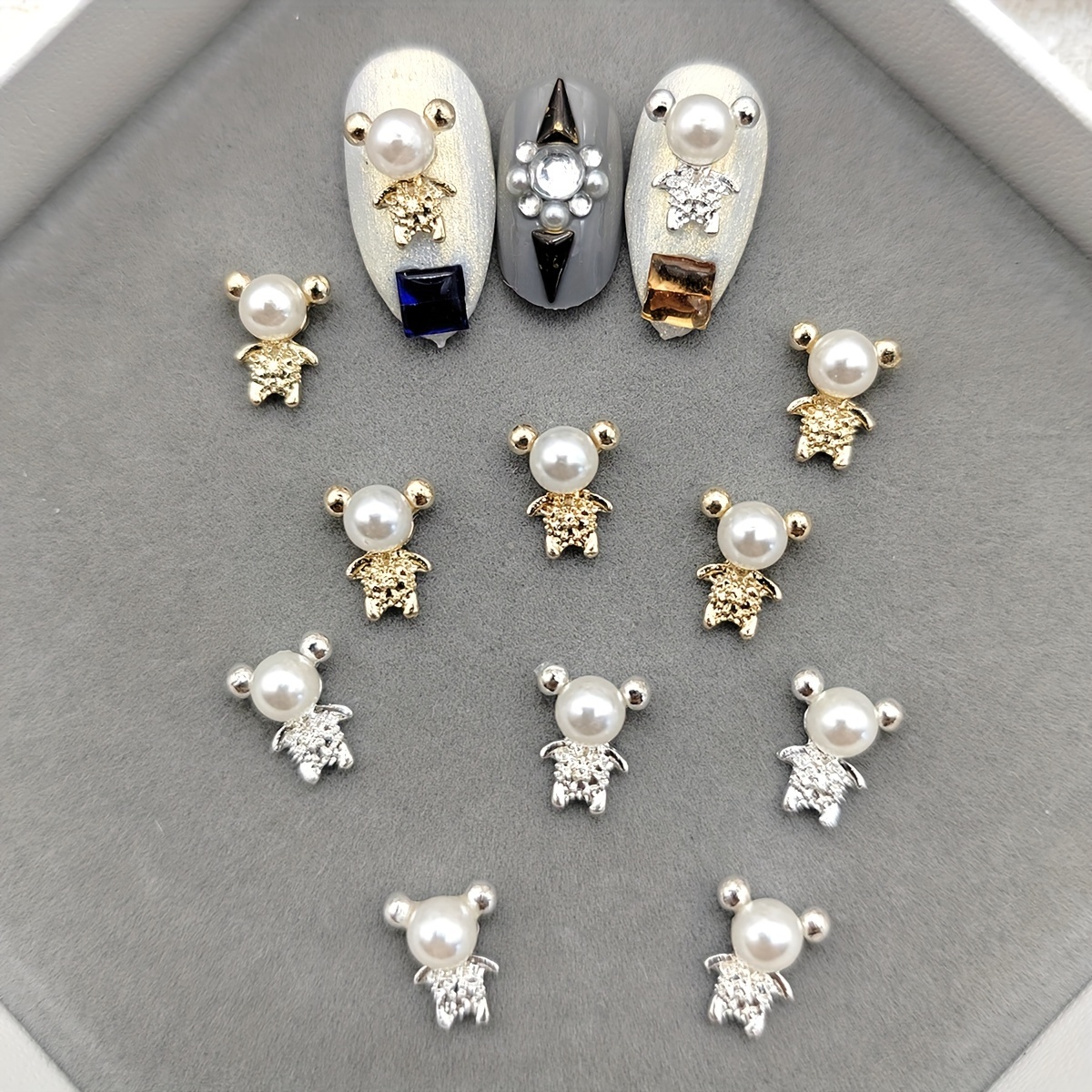 

10pcs Bear Set - Hypoallergenic & Silvery Alloy, For Diy