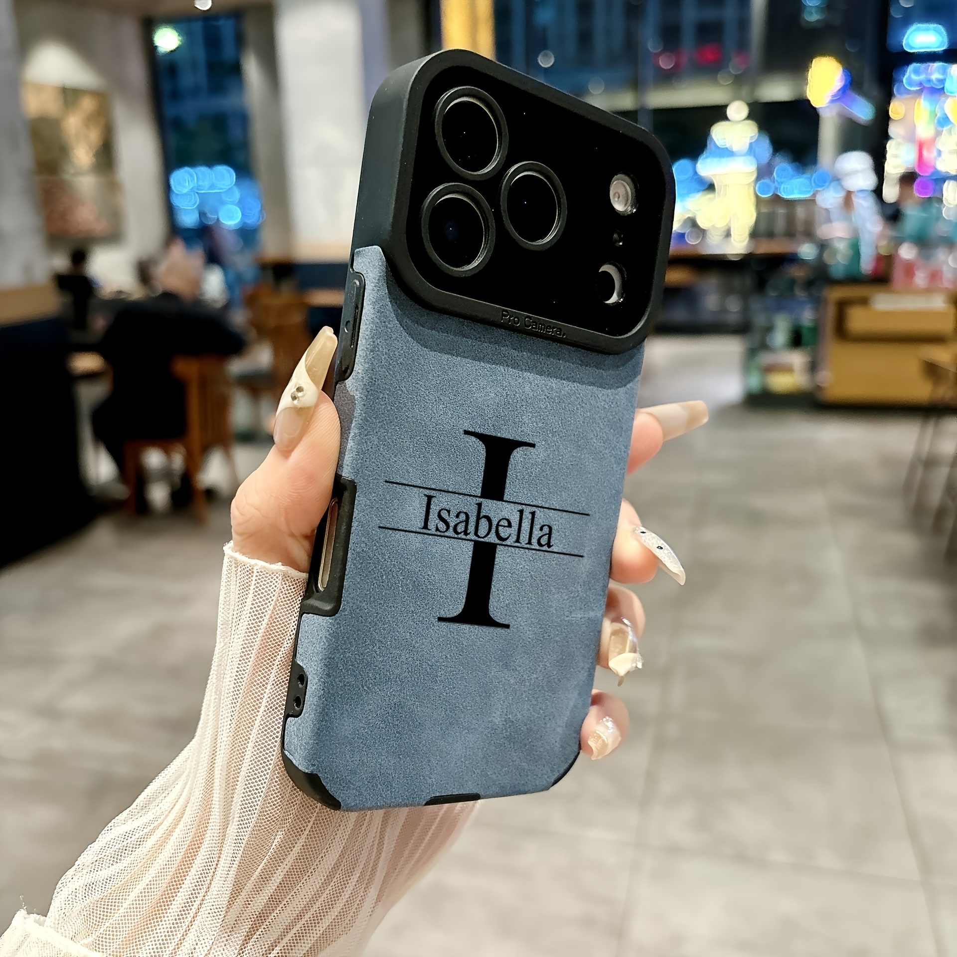 TEMU Phone Case - Personalized Diy Name Customized Phone Case, Artificial Leather Frosted Eye Veneer Anti-fall Case, Suitable For Iphone 17promax 17