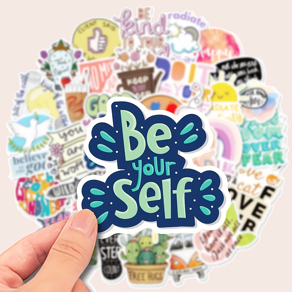 50 Motivational English Stickers For Christmas Gifts, Perfect For Decorating Laptops, Phones, Notebooks, Mugs, Helmets, Guitars, And Luggage
