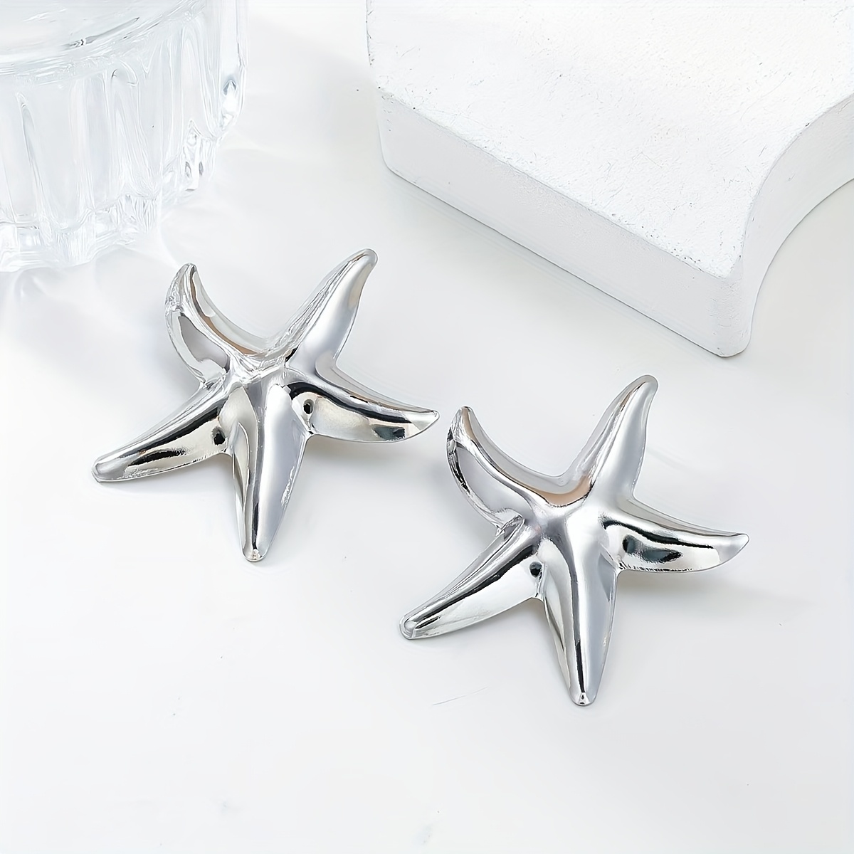 1 Pair Fashion Starfish Earrings, Zinc Alloy Ocean-Inspired Studs, Daily Wear Jewelry Gift