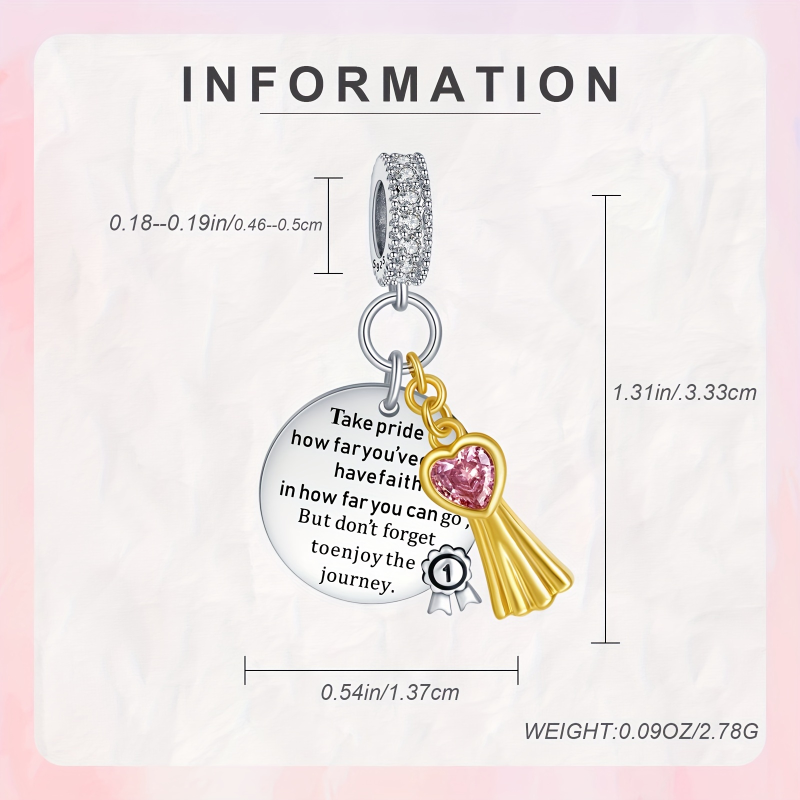 Women Graduation Dangle Charm 925 Sterling Silver Pendant