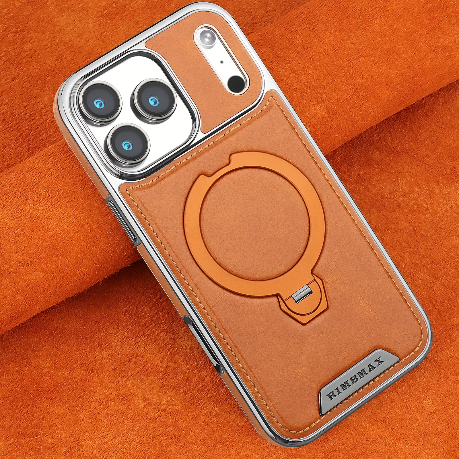 TEMU Phone Case: Kickstand Synthetic Leather Case For Iphone 18/17/16/15/14/13/12 Pro , Compatible With Magnetic Charger Wireless Charging, Rotatable