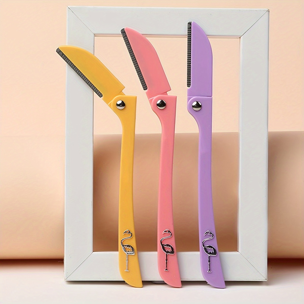 Eyebrow Razor, 3pcs Stainless Steel Folding Razor Portable Folding Handle Safety Razor Beauty Tool