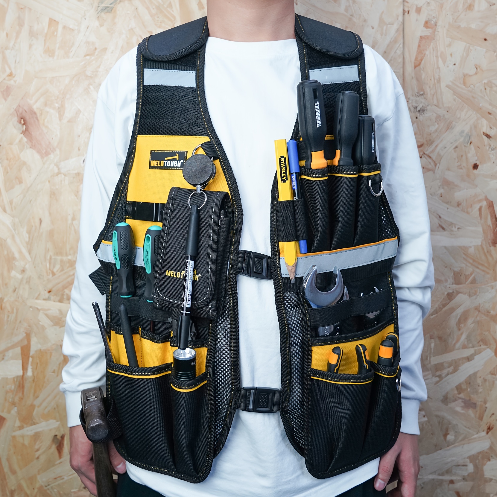 1pc tool vest reflective safety tool vest removable phone - Temu