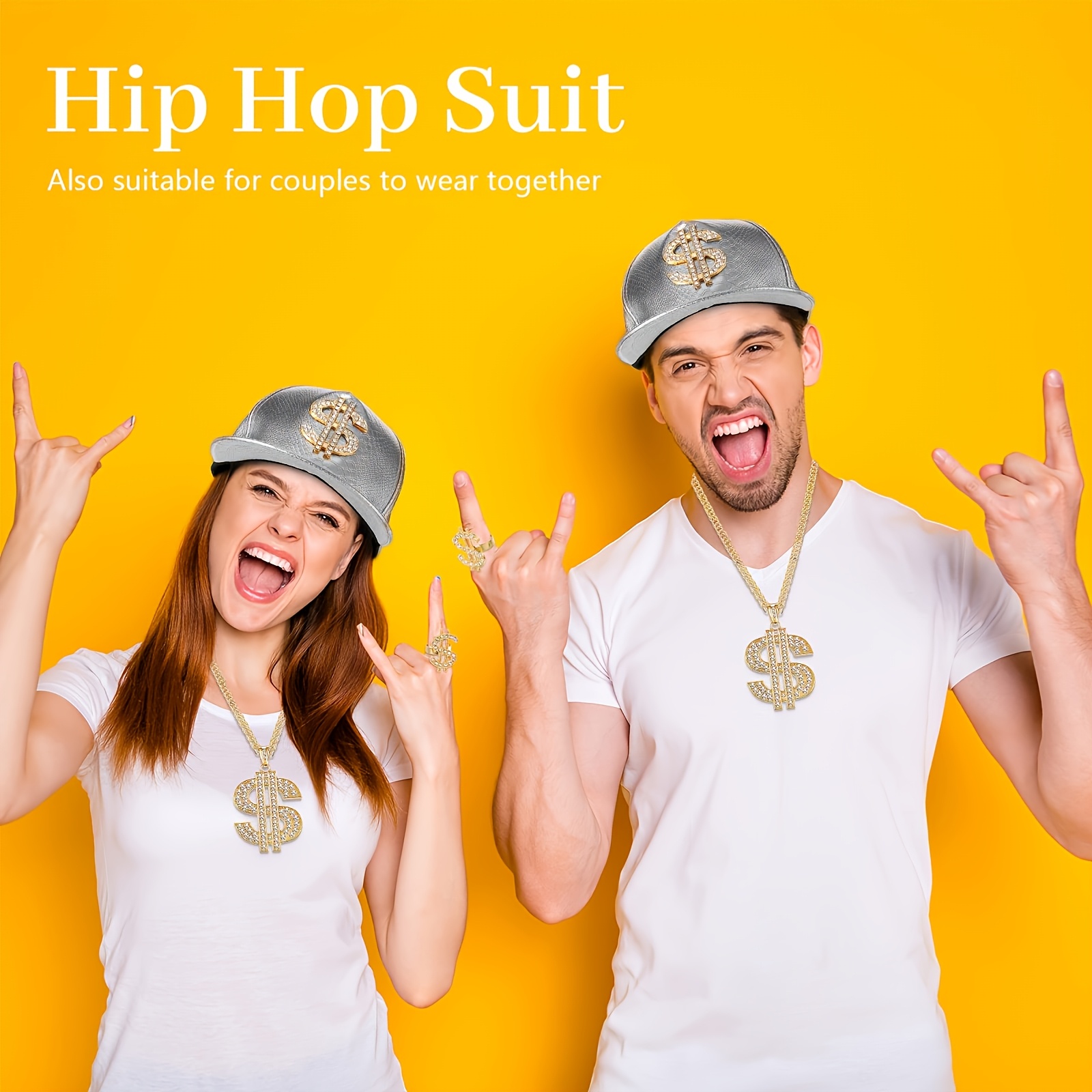 4pcs 80s 90s hip hop costume set dollar sign Temu New Zealand