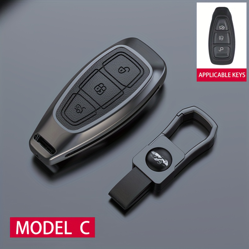 Image of Car For Line Focus Kuga Edge Escape Metallic Leather Car Key Fob Case Additions