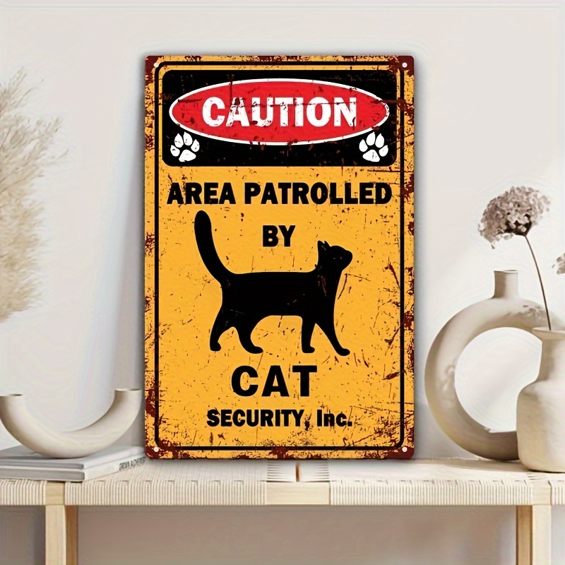 

purr-fect Guard" Patrol Zone: Cat - 8x12" Metal Tin Sign With Caution Design, Perfect Wall Art & Gift For Cat Enthusiasts