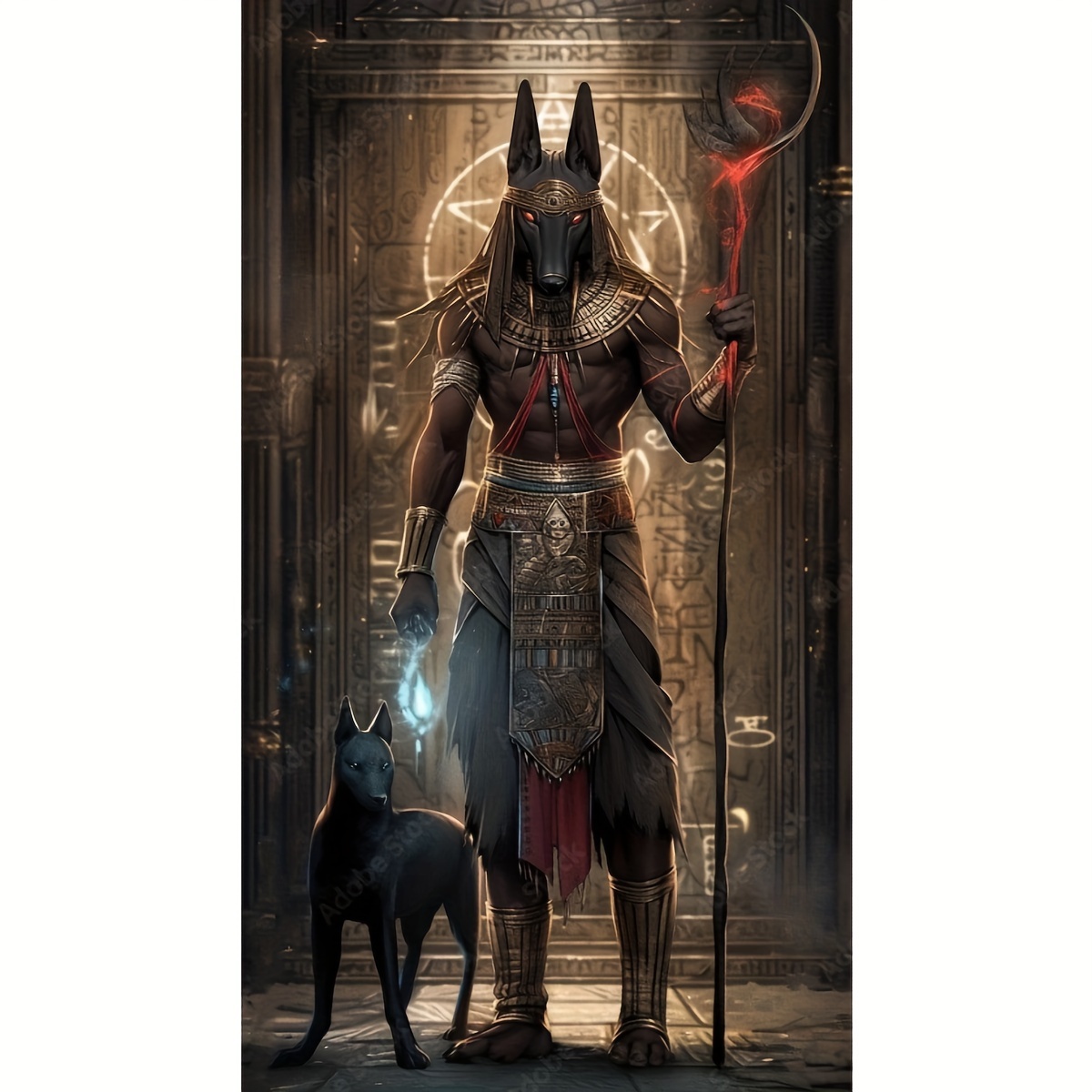 

Egyptian Anubis God And Black Cat Diamond Painting Kit - Round Acrylic Diamond Mosaic Art Set For Adults, Diy Full Drill Cross Stitch Craft, Frameless Embroidery Home Wall Decor Gift