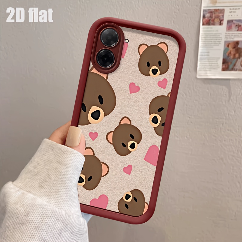 TEMU Funda para teléfono: Carcasa plana 2D para Redmi A5 4G con diseño de oso de amor, plana 2D