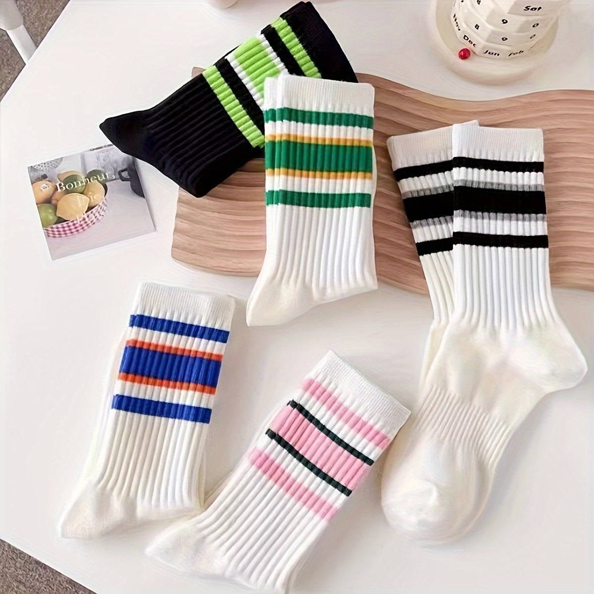 

10 Pairs Of Mixed Color Socks For Men And Women, Ins Trendy Cotton Socks, High-top Spring, Summer And Autumn Sports Socks, Colorful Women's Trendy Brand Street Versatile Student Couple Socks