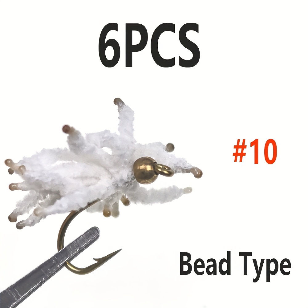 Unique 6pcs Barbed And Barbless Fly Fishing Flies White Cluster Worm Lure Bait For Trout, Carp, And Perch Fishing Insect Lures