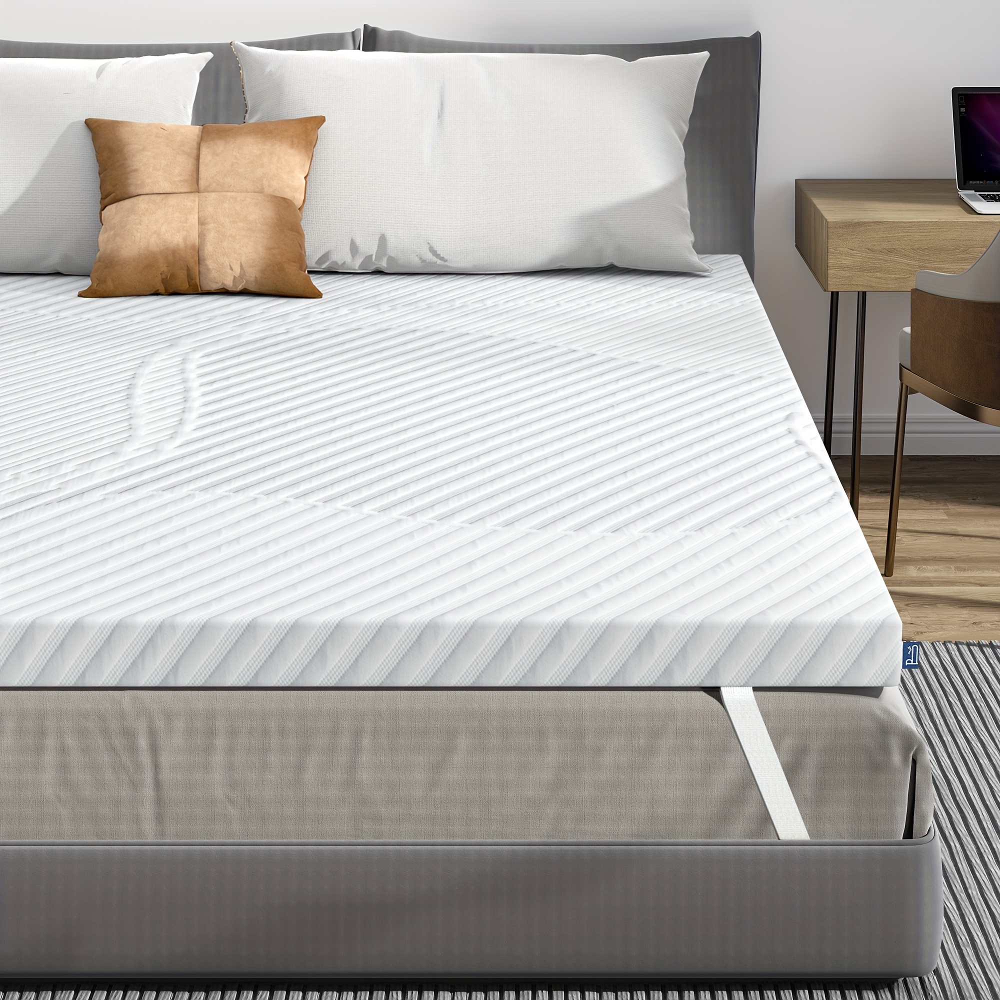 Breathable Topper - 7cm Gel Topper H3 With Removable & Washable Polyester Cover, White, For Box Spring Beds, Modern , Mattresstopper