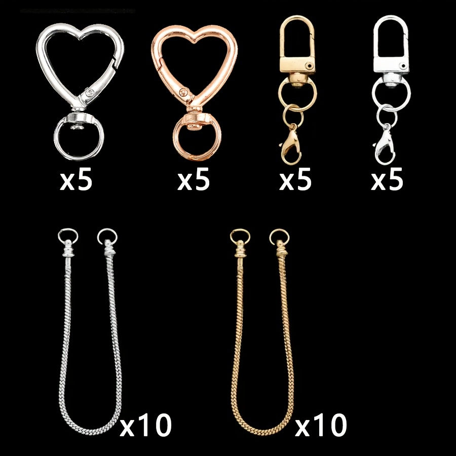 Image of 40pcs Blank Bead Keychain Set - Women's Style, A Keychain Gift For Her/him. Suitable For Handmade Bag Hangers, Cup Chains, Mobile Phone Chains, For Wedding, Party, Birthday, Or Year Gifts