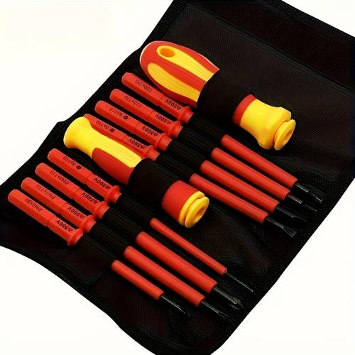 15 in 1 red screwdriver set with flathead and phillips heads ideal for home repairs electricians and industrial maintenance tools