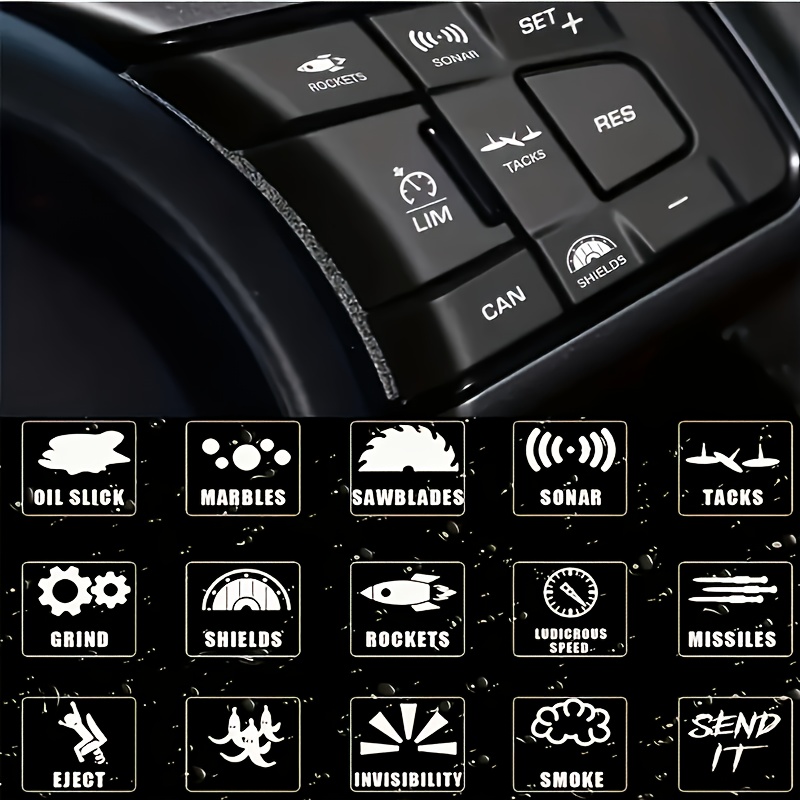 Image of A Vinyl Sticker Switch Label For Cars, A Button Sticker, Featuring Self-adhesive Humorous Decals With Letter Printing For Automotive .