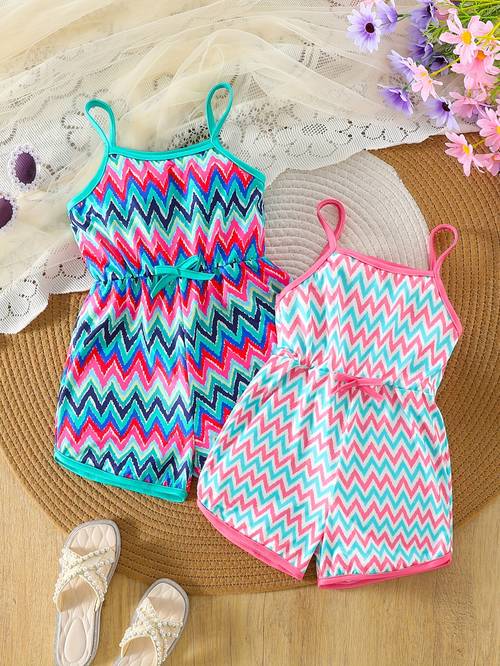 2pcs set girls cami jumpsuit bohemian all suitable for spring summer outdoor holiday for outdoor