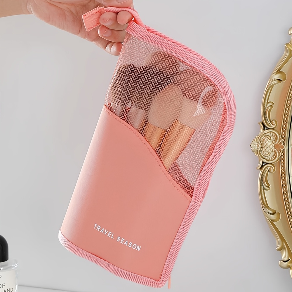 makeup brush bag travel makeup case with zipper closure portable cosmetic pouch for women eyebrow pencil large capacity storage bag details 9
