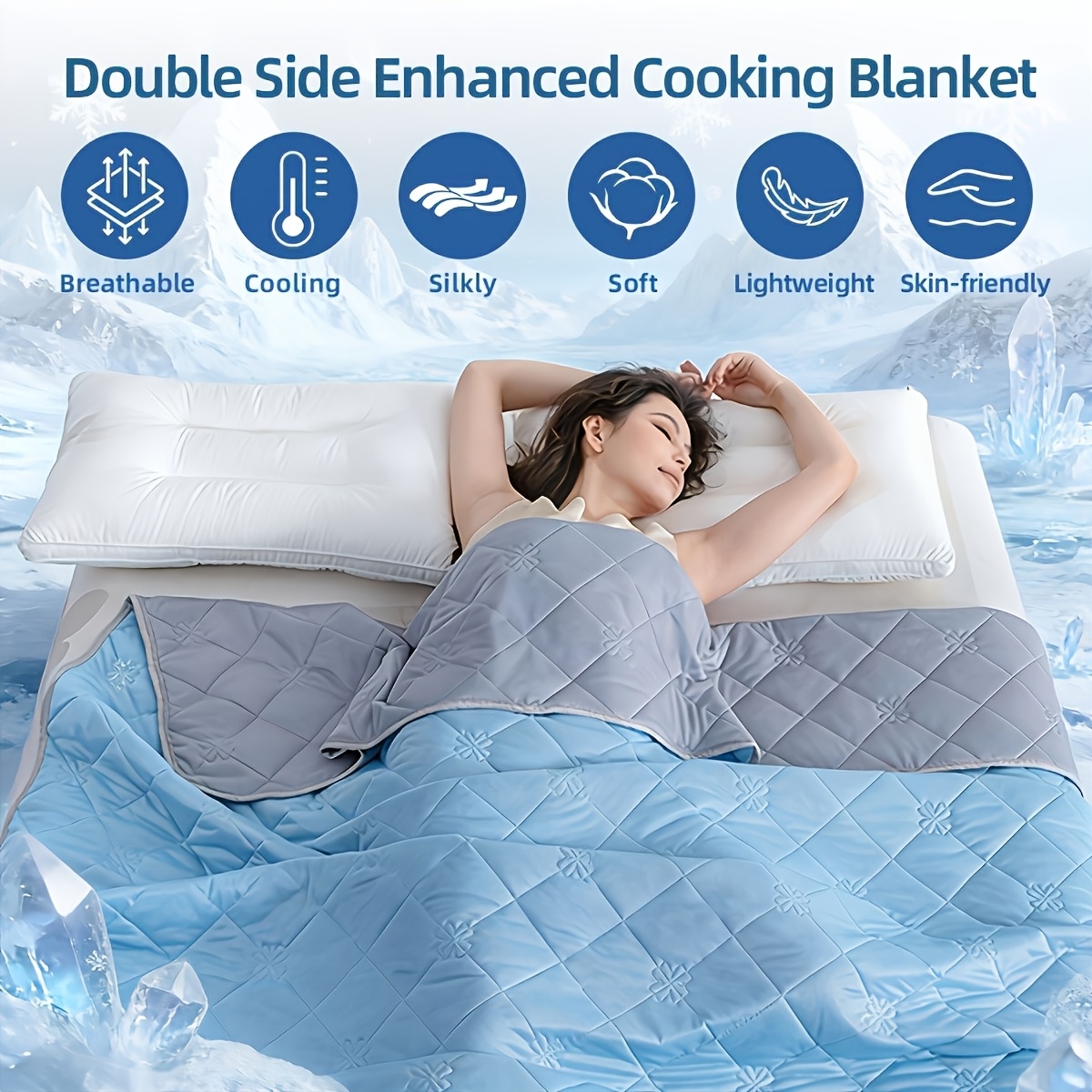 1pc cooling blanket suitable for hot sleepers featuring a double sided design for a     lightweight and soft summer sleep