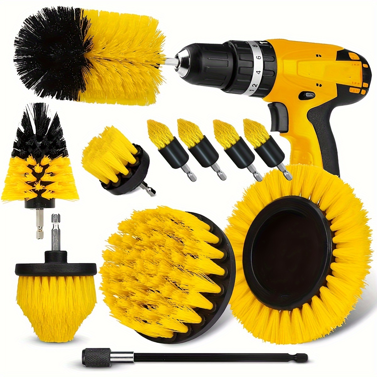 

Drill Brush Attachment Set - 20/11/8/3pcs, Electric Scrubber Kit For Grout, Tiles, , Car Polishing, With Extended Accessories