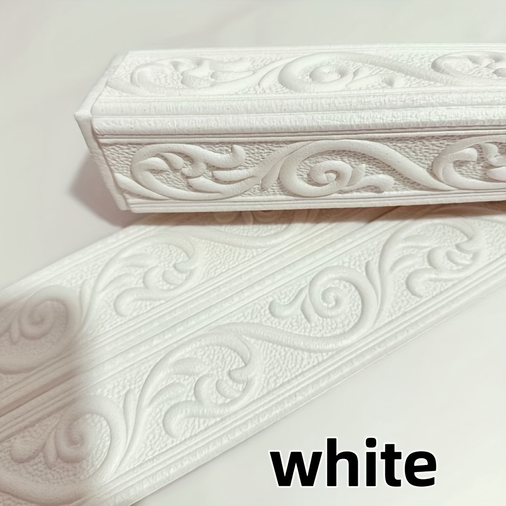 TEMU 1 Roll Of Adhesive Foam Decoration Strip For Ceilings And Walls - In Multiple Colors, Floral Carving Pattern, Waterproof, Reusable, , , , Window