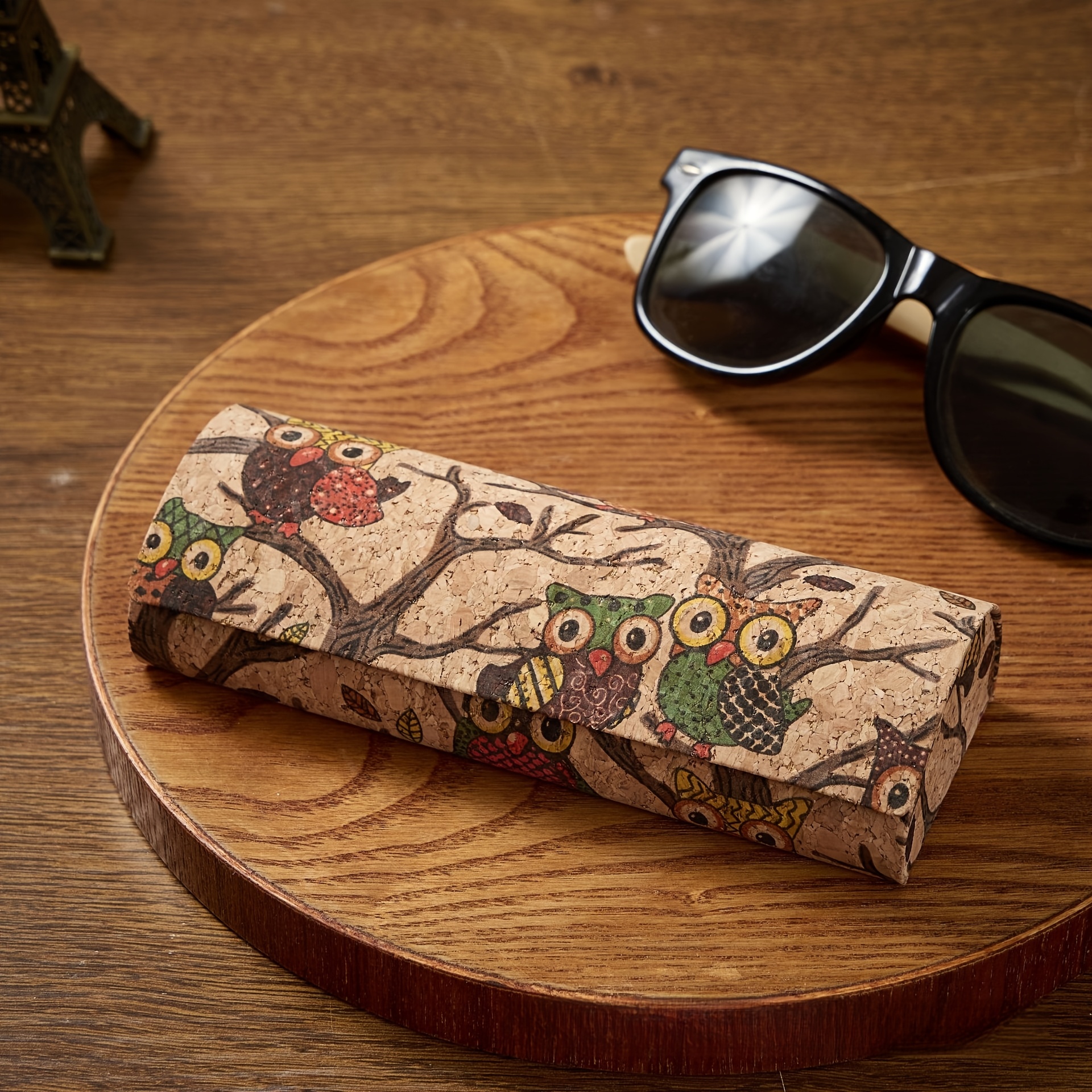 1pc, New Retro Glasses Case Cork Spray Painting Handmade Glasses Box High-end Portable Glasses Protector Accessory Sunglasses Glasses Optical Glasses Couple Style Men Women Glasses Case Gift