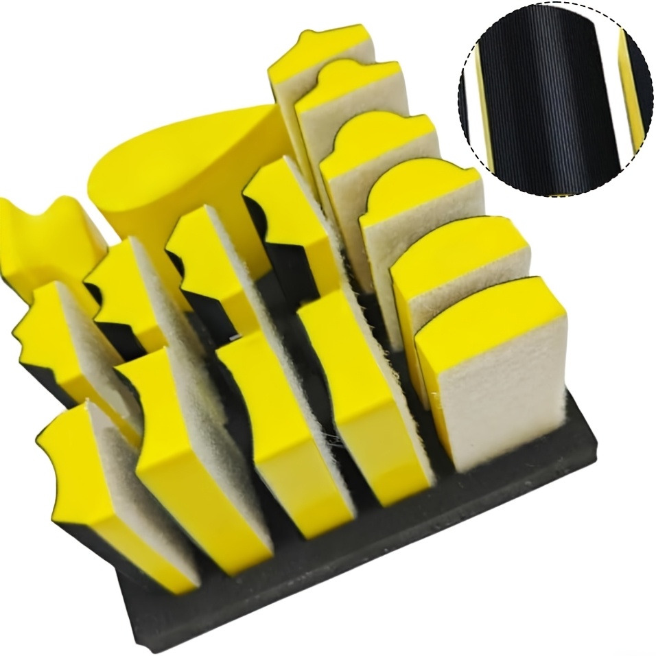 TEMU Multi-shape Contoured Hand Sanding Blocks, 16 Pack, Ideal For Woodworking, Furniture, Auto Body, Art & Handicrafts