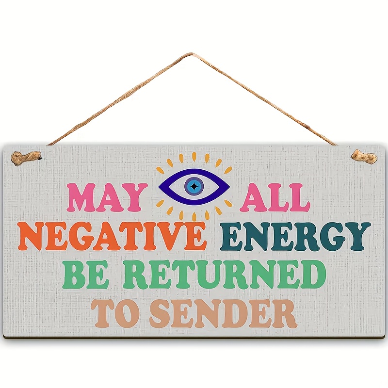 Image of 2d Flat - A 2d Flat Style Evil Eye Desk Sign: Colorful All Negative Energy To Return To The Sender, Suitable For Home, Cottage, Office, And Bookshelf Decoration
