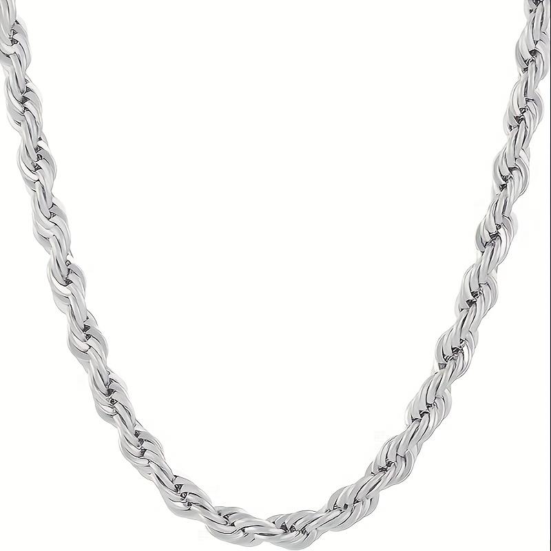 

925 Sterling Silvery Rope Twisted Chain Necklace, Stylish And Simple, 3mm Twisted Chain, Man's Wife Girlfriend Mother Anniversary, Birthday, Holiday Gifts, With A Box(rsl )